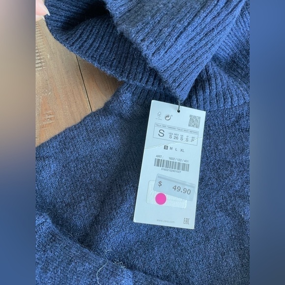 Zara navy blue turtle sweater NWT - Picture 4 of 5